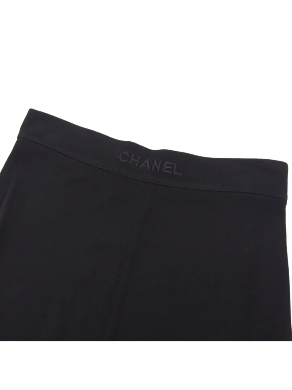 Chanel Boutique Vintage Logo Embroidery Sheer Skirt Black 36